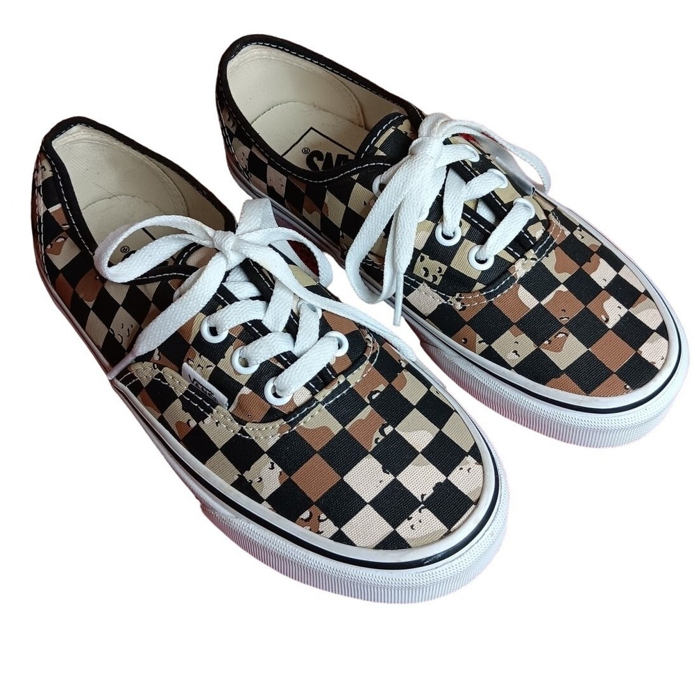 Vans Authentic Sneaker Women 5.5 Men 4.0 Tan Camo Checkerboard Excellent Low Top